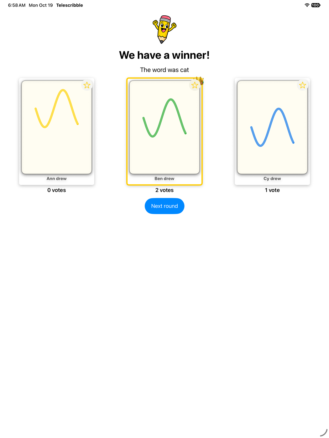 Showdown on iPad: the winning drawing is crowned